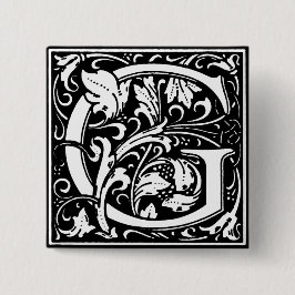 Renässansstil alfabet bokstav G - Pin Knapp