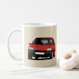 Renault Clio I,  röd illustration x 2 Kaffemugg