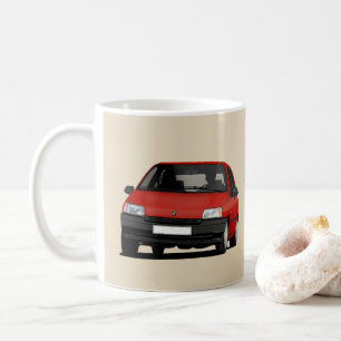 Renault Clio I, röd illustration x 2 Kaffemugg
