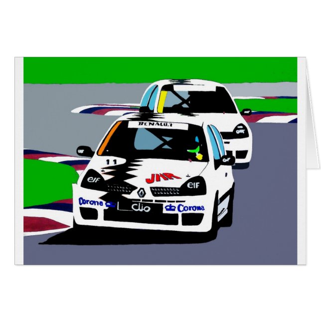 Renault Clio tävlings- bilar Hälsningskort (Framsidan Horizontal)