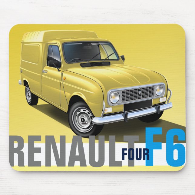 Renault R4 F6 skåpbil illustrerad musmatta (Framsidan)