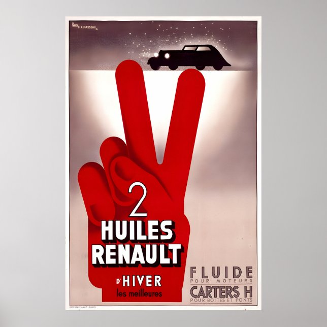 Renault Vintage-Oljor Affisch för Bilar (Framsidan)