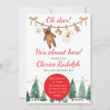 Renbabyinvitation med ren