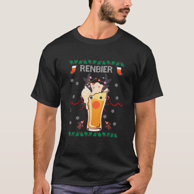 Renbier Adventskalender Ren Gingerbread Man B T Shirt (Framsida)