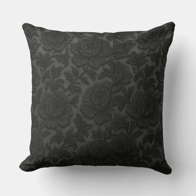 Renda floral detalhada em preto desing kudde (Framsida)