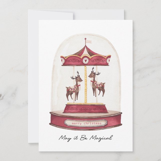 Rendeers Carousel Greetings Card Inbjudningar (Framsida)
