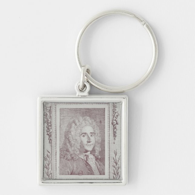 Rene Antoine Ferchault de Reaumur Fyrkantig Silverfärgad Nyckelring (Framsidan)