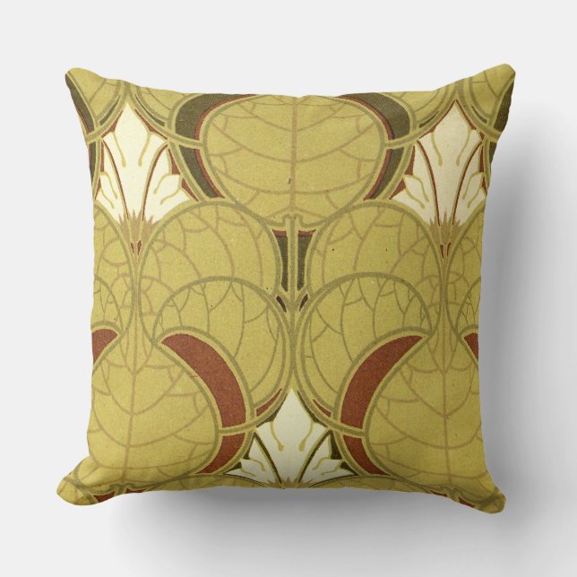 Rene Beauclairs Art nouveau Lily Pad Kudde (Framsida)