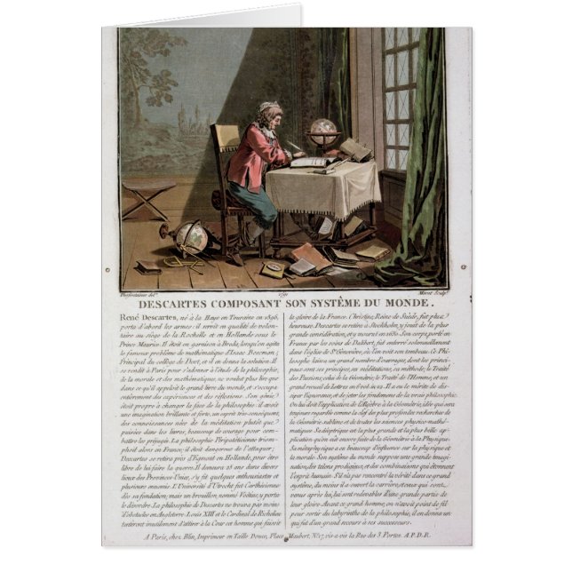 Rene Descartes (1596-1650) handstil hans Hälsningskort (Framsidan)