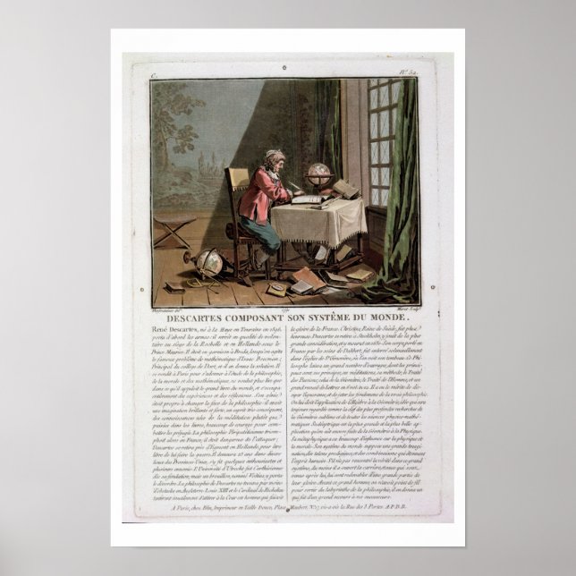 Rene Descartes (1596-1650) skriver sitt världssyst Poster (Framsidan)