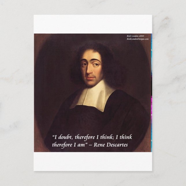 René Descartes Jag Tänker, Alltså Är Jag Citat Vykort (Framsida)