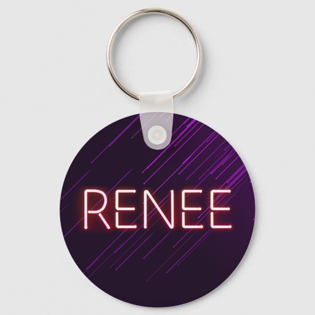 Renee namn i den ljusnande neon ljus novelty nyckelring (Framsida)