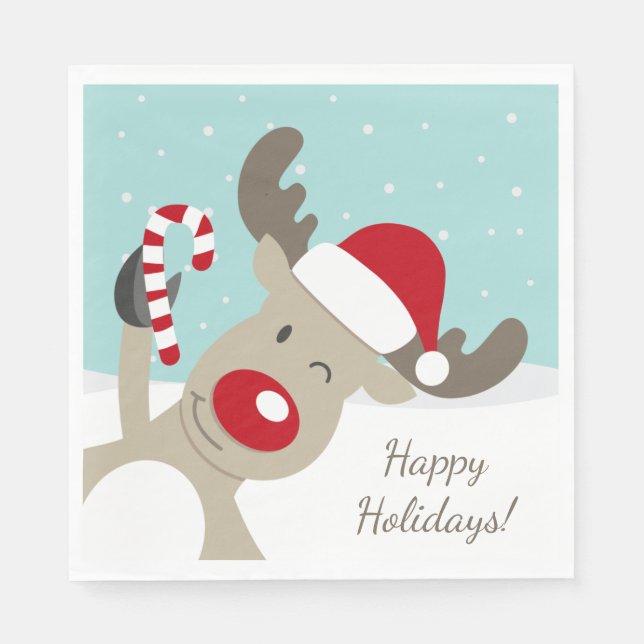 Rener Rudolph, rött näsa i Santa hat Pappersservett (Framsidan)