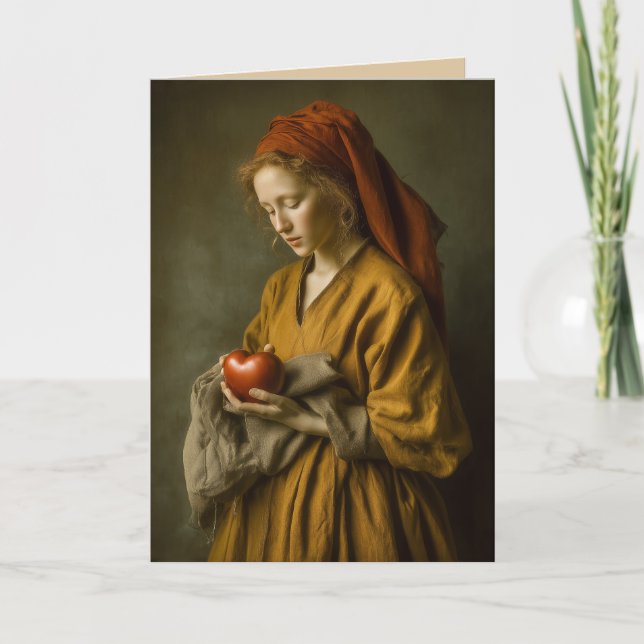 Renessanskvinnan som håller hjärta kort (Framsida)