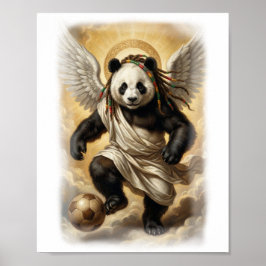 Renessansstil Panda Spelare Fotboll på en Poster