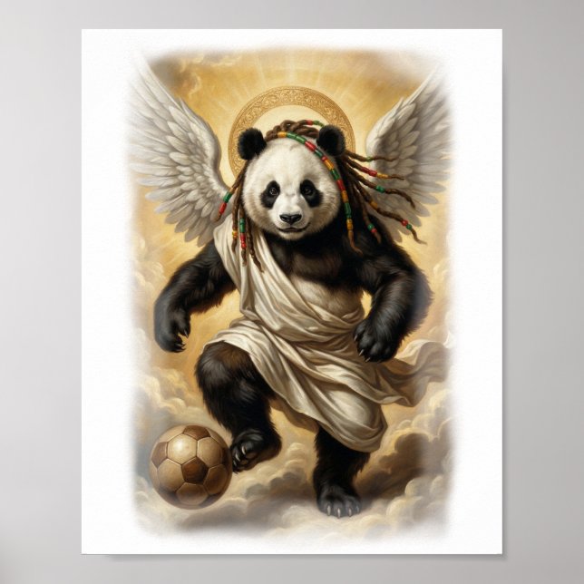 Renessansstil Panda Spelare Fotboll på en  Poster (Framsidan)