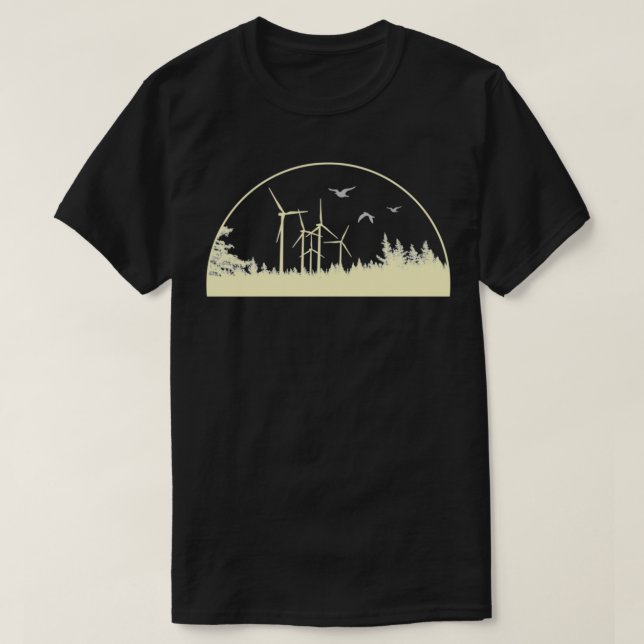 renewable energy wind farm in the forest at sunset t shirt (Design framsida)