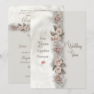 Renewal Bröllop Vows Dreamy Blommigt Beige Ro Inbjudningar