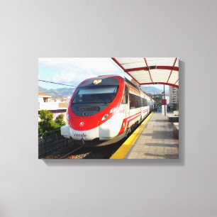 Renfe tåg vid Los Boliches station, Costa del Sol Canvastryck