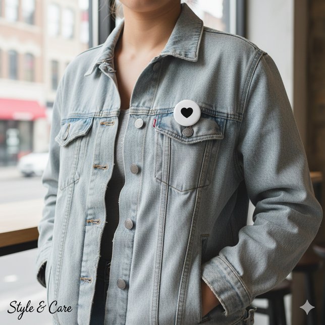 Rengjort hjärta-accentpin för vardagsmode knapp (Clean Heart Accent Pin for Everyday Fashion)