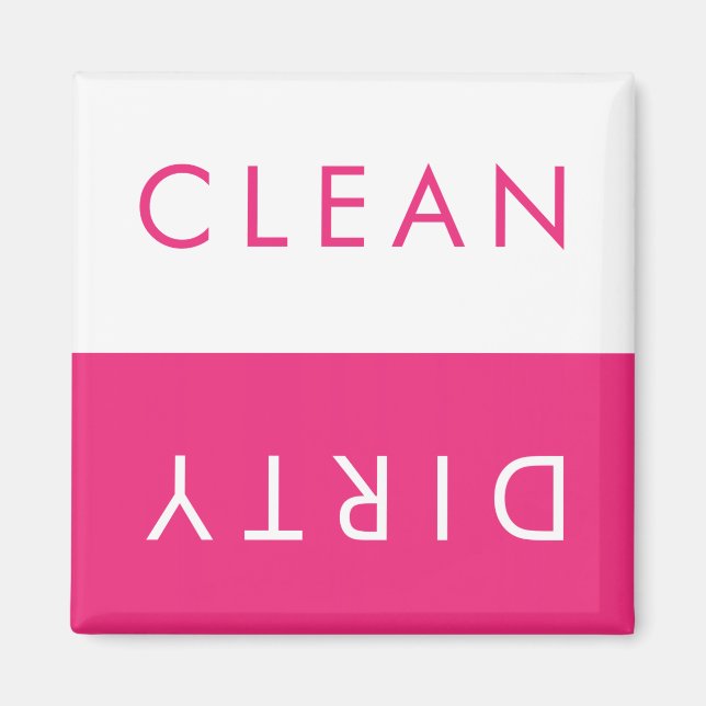 Rengör Dirty Dishwasher Magnet i Rosa & White (Framsidan)