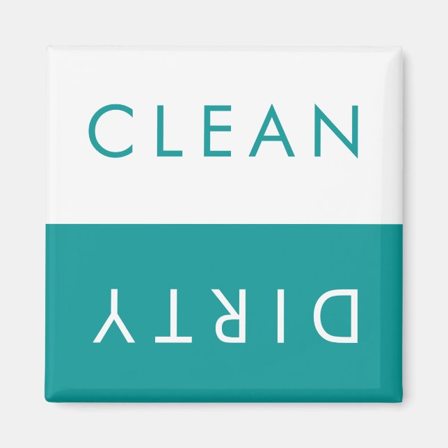 Rengör Dirty Dishwasher Magnet i Teal & White (Framsidan)