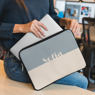 Rengör enkel Monogrammed Namn Soft Rosa & Blue Laptop Fodral