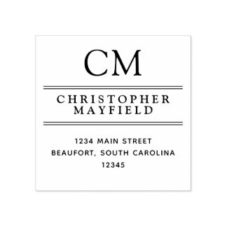 Rengör Linjer Modern Monogram-Returadress Stämpel