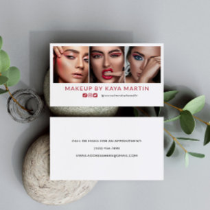Rengör Makeup-konstst Photo Collage Red Social Med Visitkort