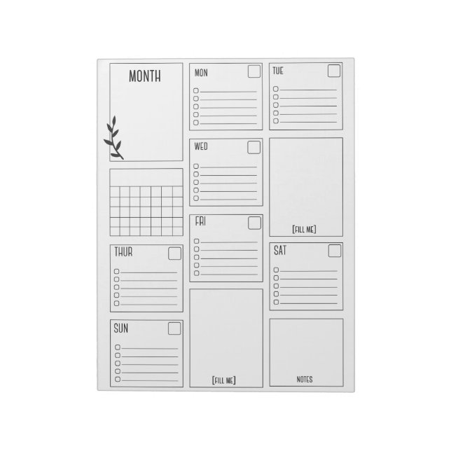 Rengör och minimera daglig planering anteckningsblock (Roterad)