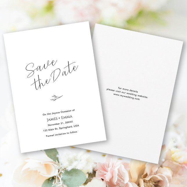Rengör och spara datumkortet i Elegant bröllop Datumet (Clean and Elegant Wedding Save the Date Card)