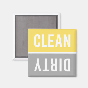 Rengör smutsig Bright-Gult och Grått Dishwasher Magnet