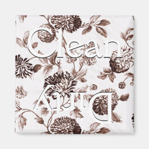 Rengör smutsig brun Vintage Blommigt Dishwasher Magnet