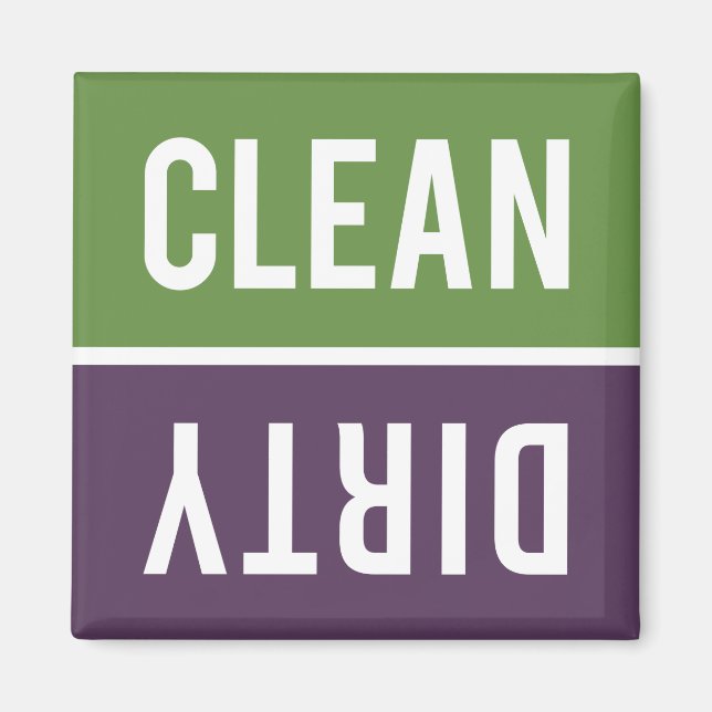 Rengör smutsig Grönt och Lila Dishwasher Magnet (Framsidan)