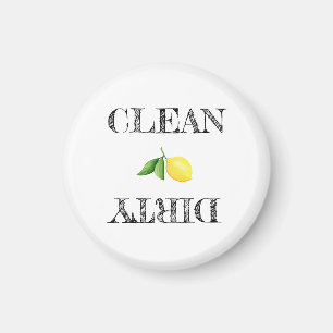 Rengör smutsig Lemon Modern Text Dishwasher Magnet