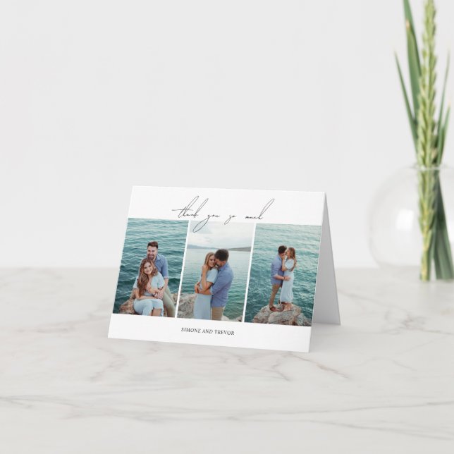 Rengör svart och vitt foto Modern Bröllop Tack Kort (Framsida)