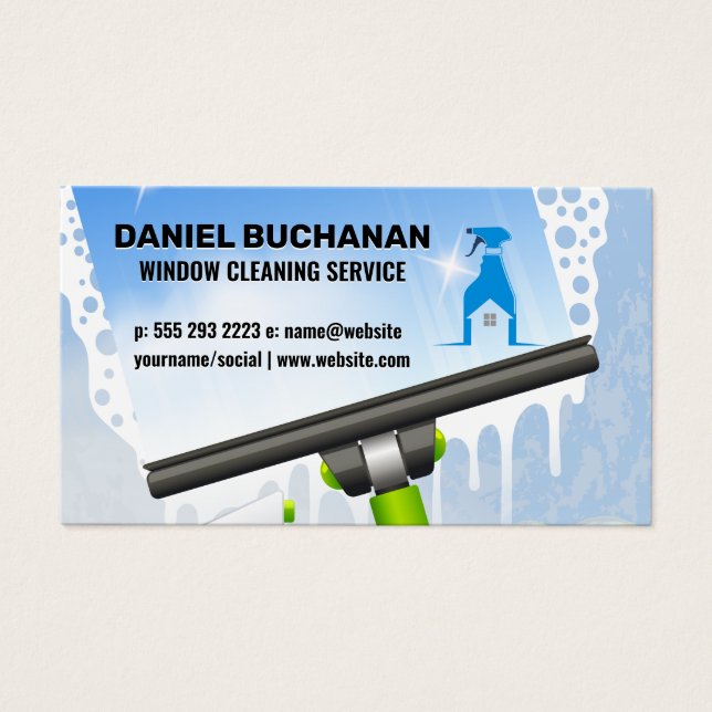 Rengörare för affärs- och hemfönster visitkort (Framsidan)