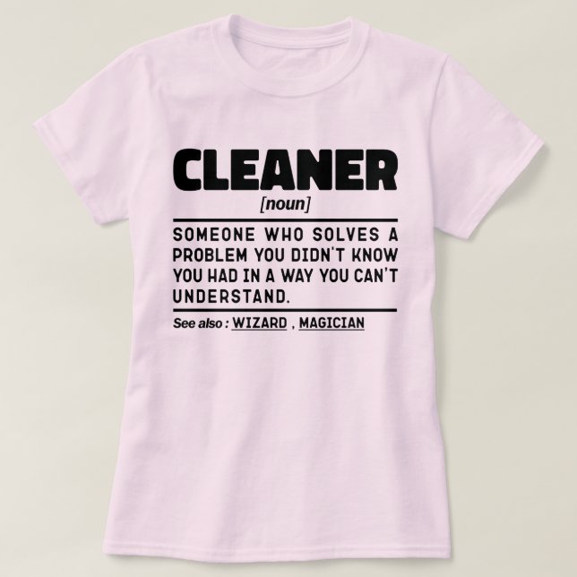 Rengörare Noun Birthday Sarcastic Ord Coola Job T Shirt (Design framsida)