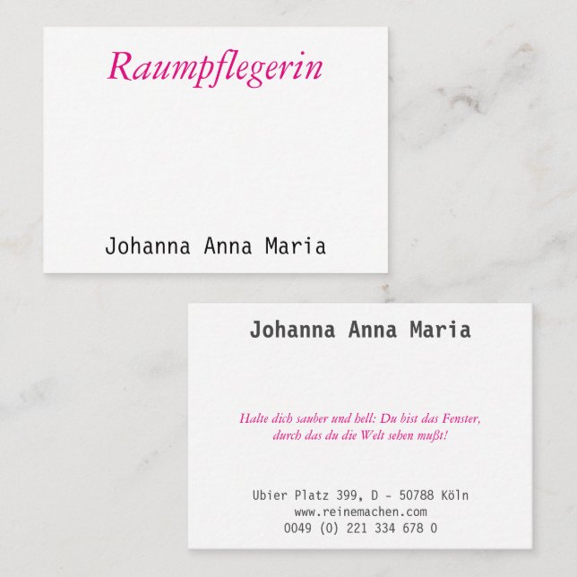 Rengöring, bara typografi smart och ren visitkort (Fram/baksida)