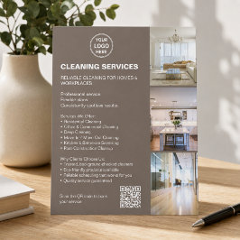 Rengöringstjänster Modern Taupe Foto Logotyp QR Flygblad