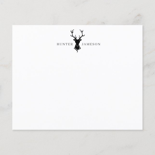 Renhjorthorn Hjorthuvud | Svart Grått Monogram (Framsida)