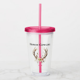 Renhorn Cowgirl Rosa Blommig Take Away Mugg