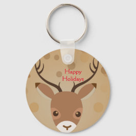 renillustration på ett brunt bakgrundsknapp nyckelring