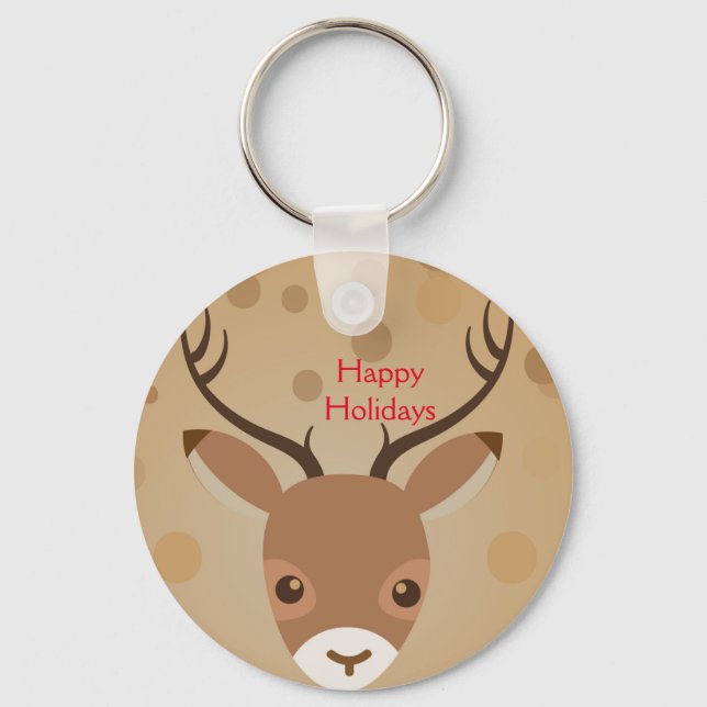 renillustration på ett brunt bakgrundsknapp nyckelring (Framsida)