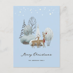 Renindeer Winter Scene Funny God jul Card Helg Vykort