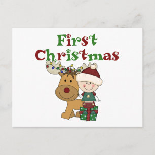 Renjuls Första Jul T-shirts och presenter Helg Vykort