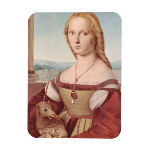 Rennaisance Unicorn och Dam Raphael Painting Magnet