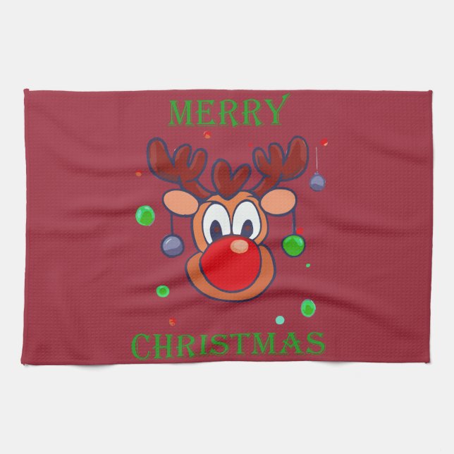 Renne de Noël Rudolph - Merry christmas Kökshandduk (Horisontell)