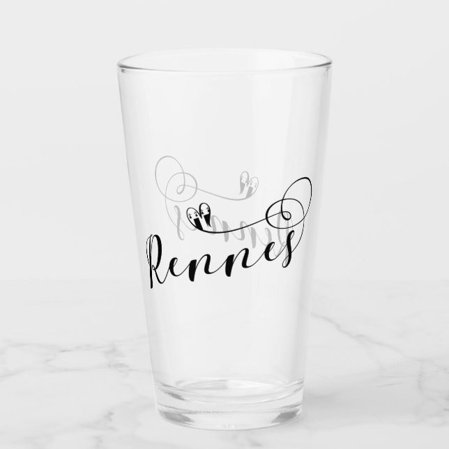 Rennes Flagga in Heart, Roazhon Brittany Glaskopp (Framsida)