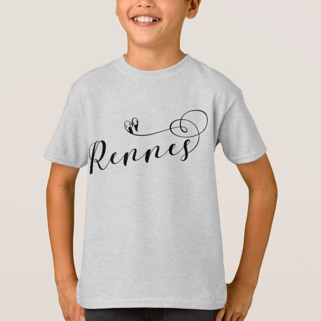 Rennes Flagga in Heart, Roazhon Brittany T Shirt (Framsida)